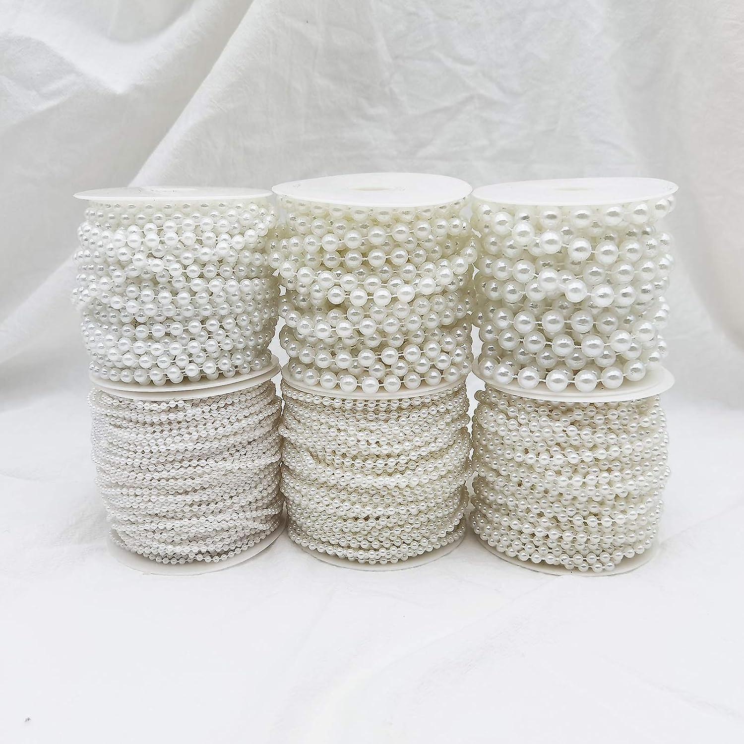 3mm Faux Pearl Beads Garland Pearl Bead Roll Strand For Wedding Party Decoration (white， 50m)