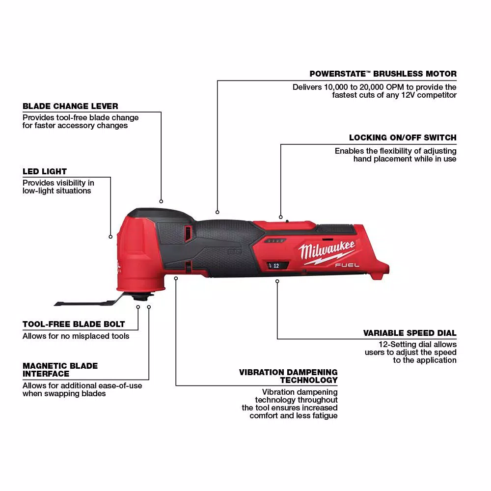 Milwaukee M12 FUEL 12-Volt Lithium-Ion Cordless Oscillating Multi-Tool and Impact Driver with two 3.0 Ah Batteries and#8211; XDC Depot