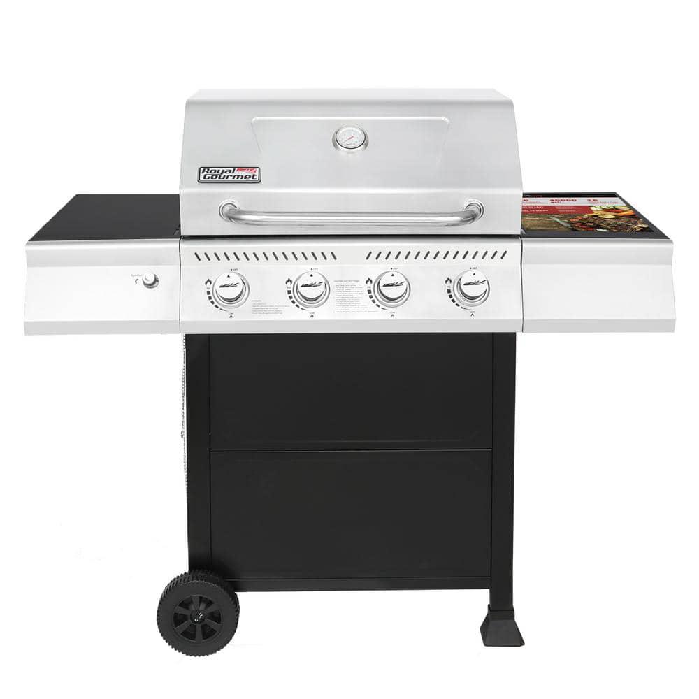 Royal Gourmet Stainless Steel 4Burner BBQ Liquid Propane Gas Grill 40000 BTU Perfect Patio Garden Picnic Backyard Barbecue Grill