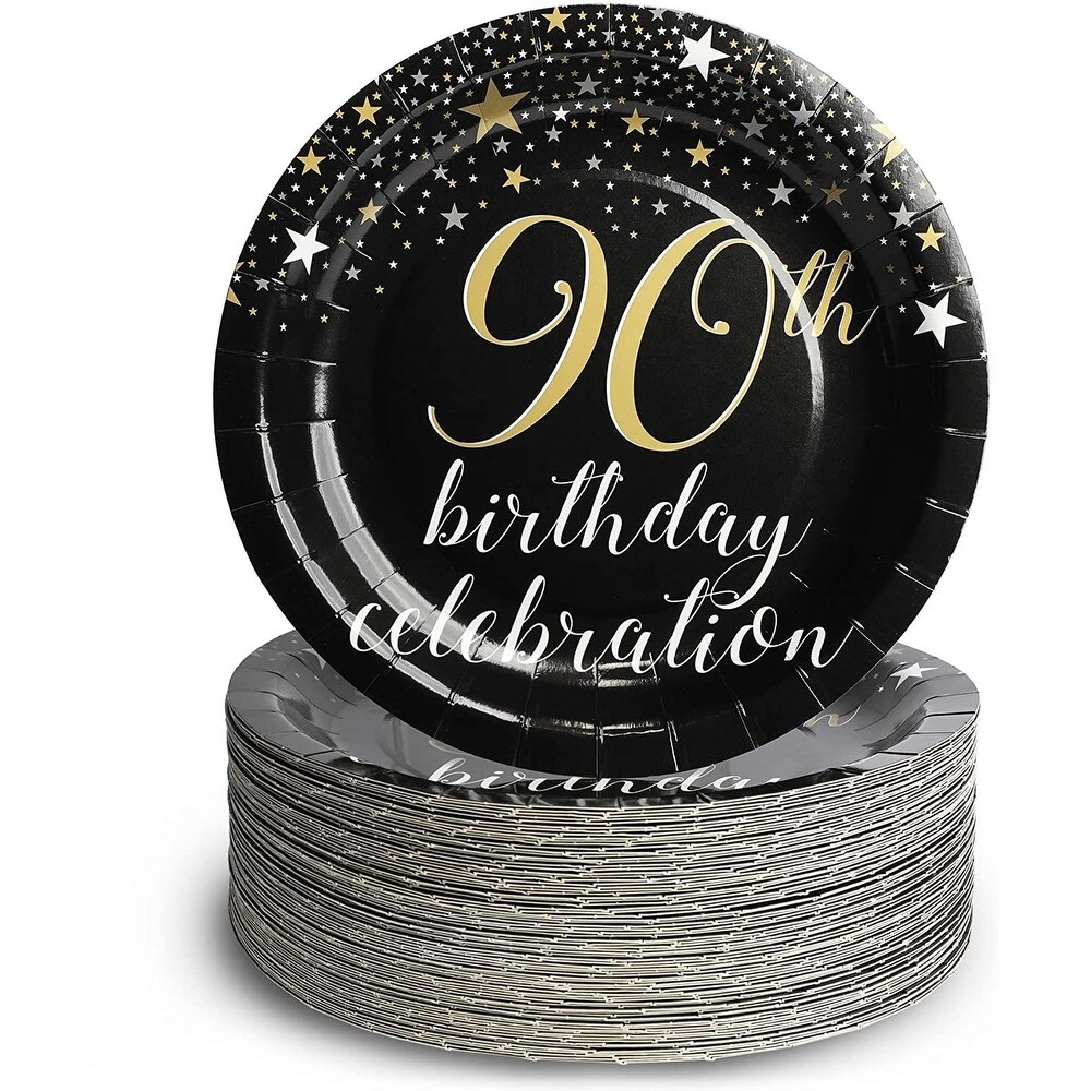 90th Birthday Party Decorations  9 Inch Paper Plates (80 Pack)