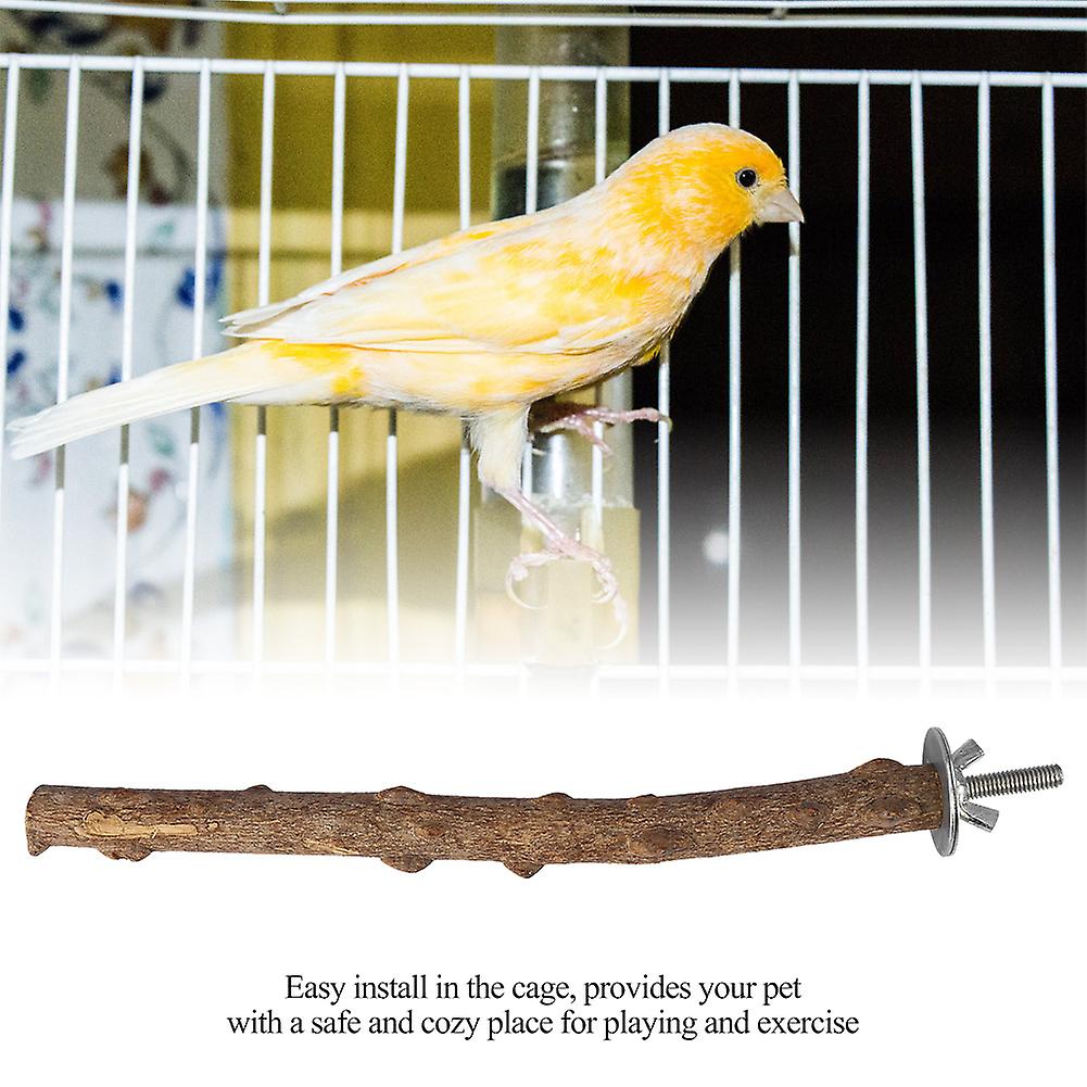 Natural Wood Parrot Stand Holder Paw Grinding Perch Bird Chew Hanging Cage Toy(1.5~2.5*25cm)