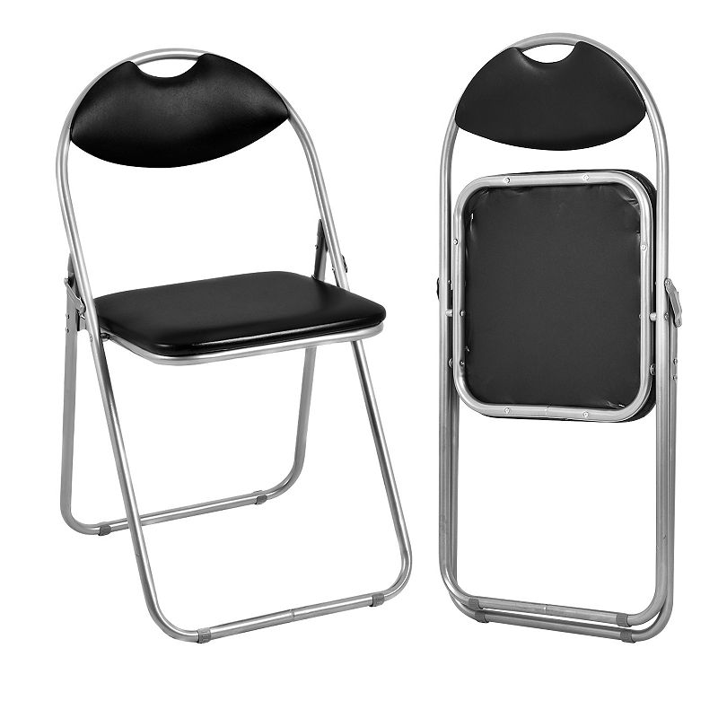 Portable U-Shape Folding Dining Chairs Set with Carrying Handles-Set of 2