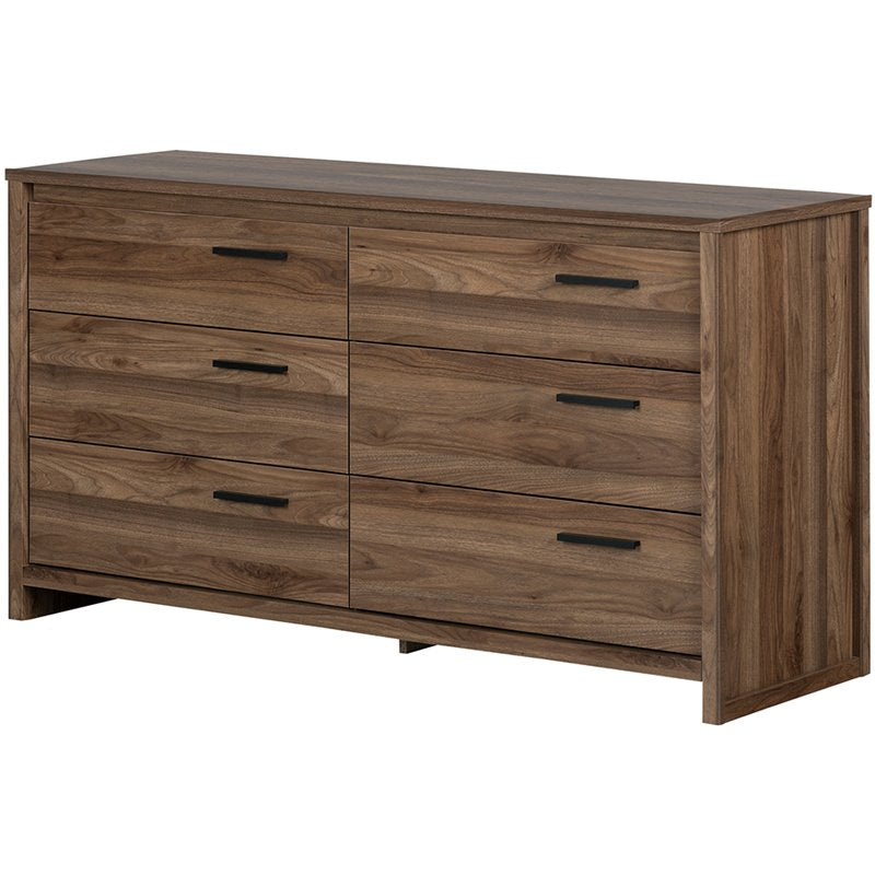 Pemberly Row 6 Drawer Double Dresser in Natural Walnut