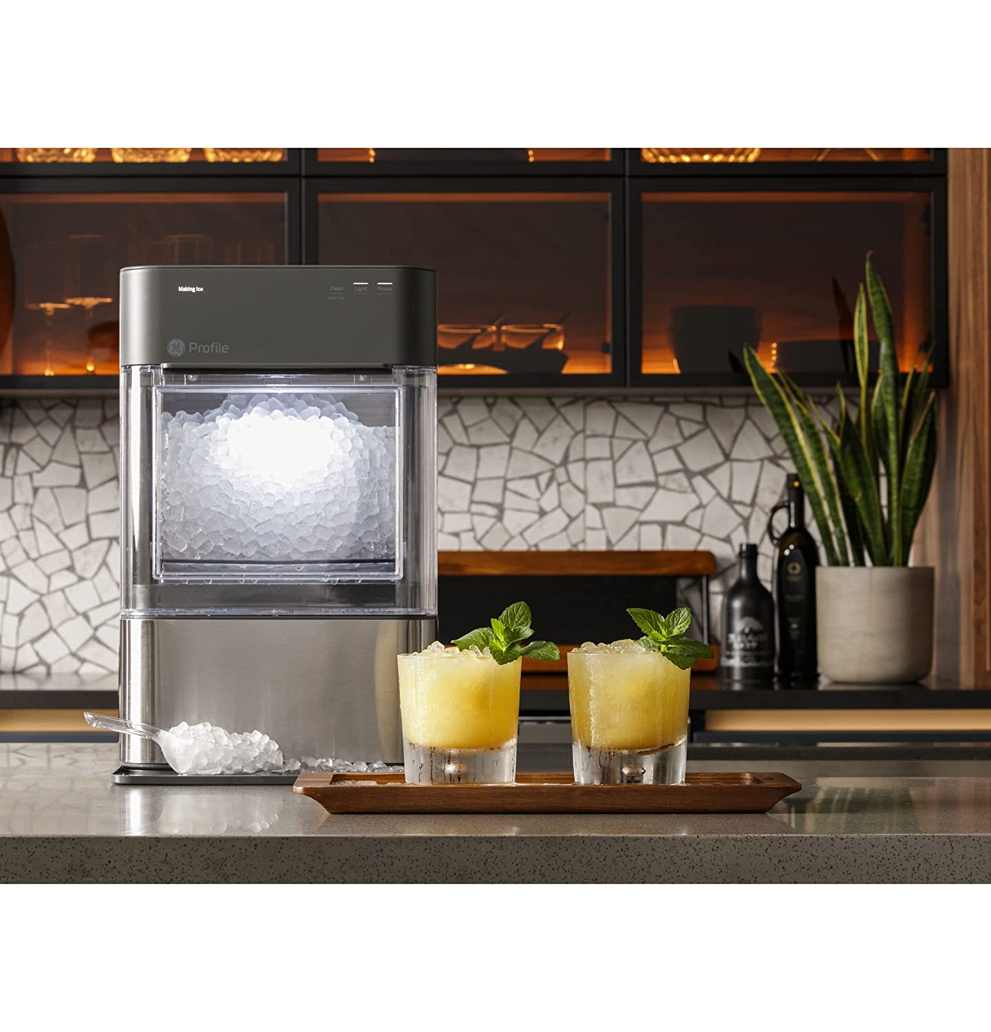 GE Profile Opal 2.0 | Countertop Nugget Ice Maker | Ice Machine with WiFi Connectivity | Smart Home Kitchen Essentials | Black Stainless