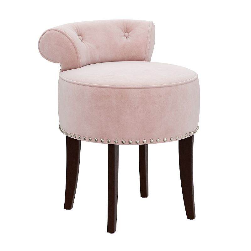 Hillsdale Furniture Lena Wood and Upholstered Vanity Stool