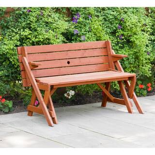 Leisure Season 55 in. x 58 in. x 30 in. Cedar Folding Picnic Patio Table and Bench FPTB7104