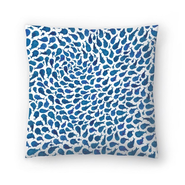 Americanflat Minimalist Animal Blue Whales By Elena Oneill Throw Pillow