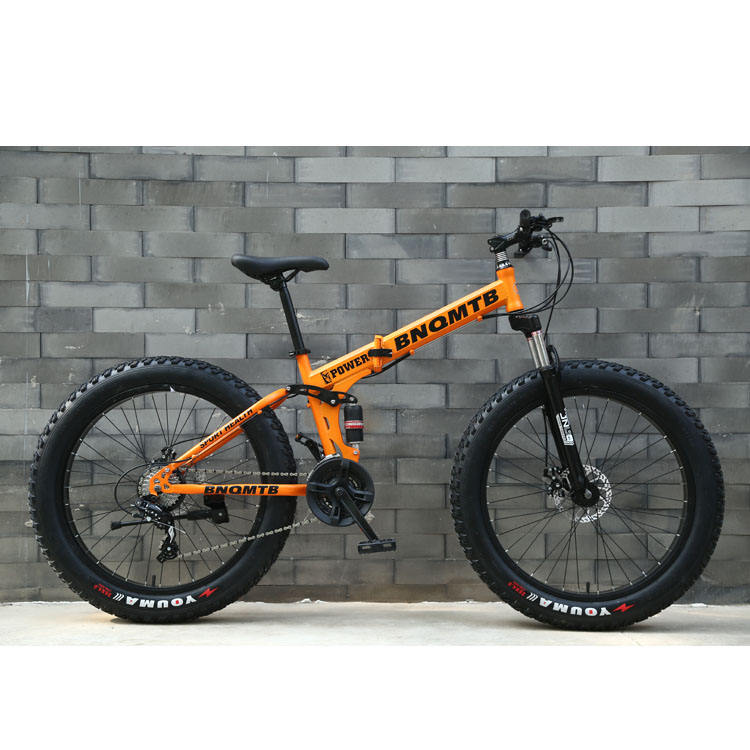 2023 factory supply 26 inch 21 speed double disc brake high carbon steel frame  folding mountain bike spoke rim fat tire bicycle