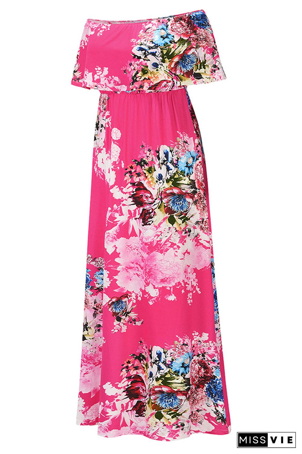 Floral Print Off-shoulder Bohemian Maxi Dress