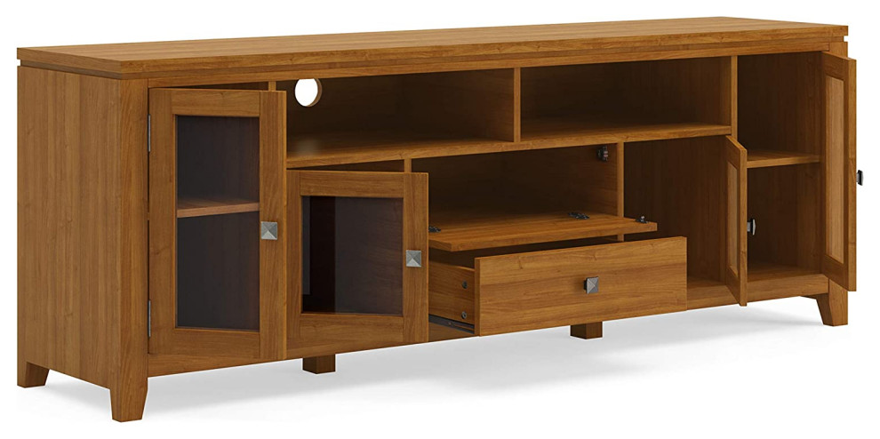 Contemporary TV Stand  Center Drawers  ampGlass Cabinet Doors   Rustic   Entertainment Centers And Tv Stands   by Decorn  Houzz