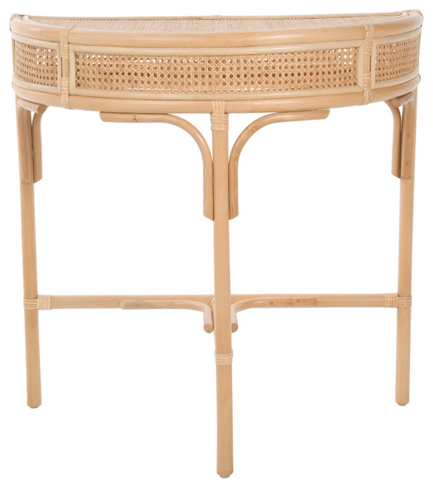 Rattan Cane Half Moon Semi Circular Console or End Table  Natural   Tropical   Console Tables   by KOUBOO  Houzz