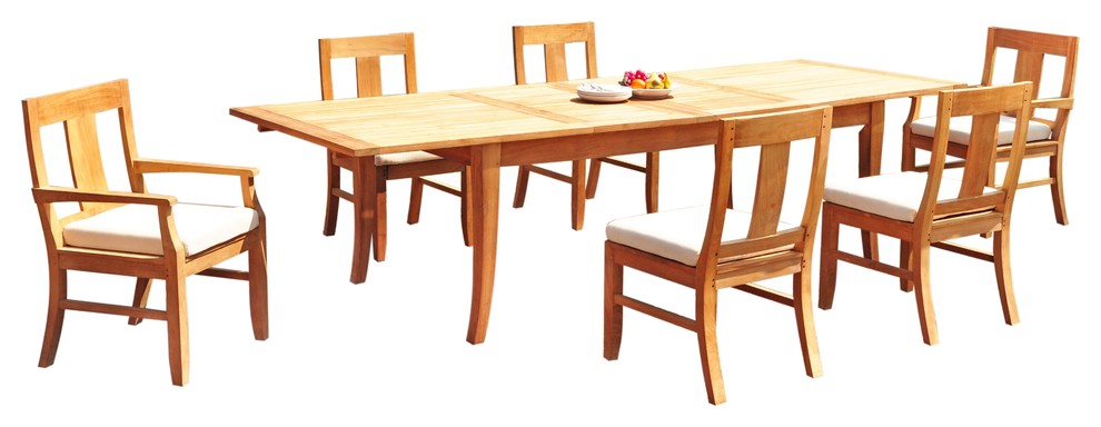 7 Piece Outdoor Teak Dining Set  122 quotX Large Rectangle Table  6 Osbo Chairs   Transitional   Outdoor Dining Sets   by Teak Deals  Houzz