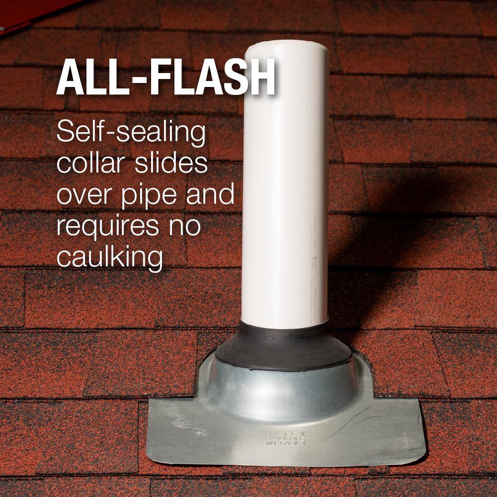 Oatey No-Calk 10-34 in. x 11 in. Aluminum Black Vent Pipe Roof Flashing with 1 in. - 3 in. Adjustable Diameter 12943