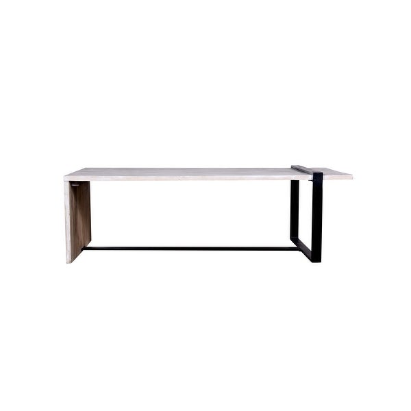 Farmhouse Rectangular Coffee Table with Wooden Top and Geometric Metal Frame