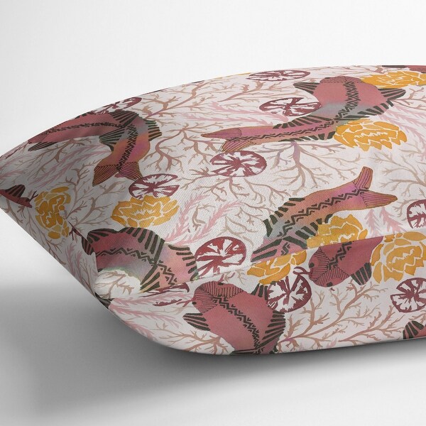 ZEN FISH PINK Indoor|Outdoor Lumbar Pillow By Becky Bailey