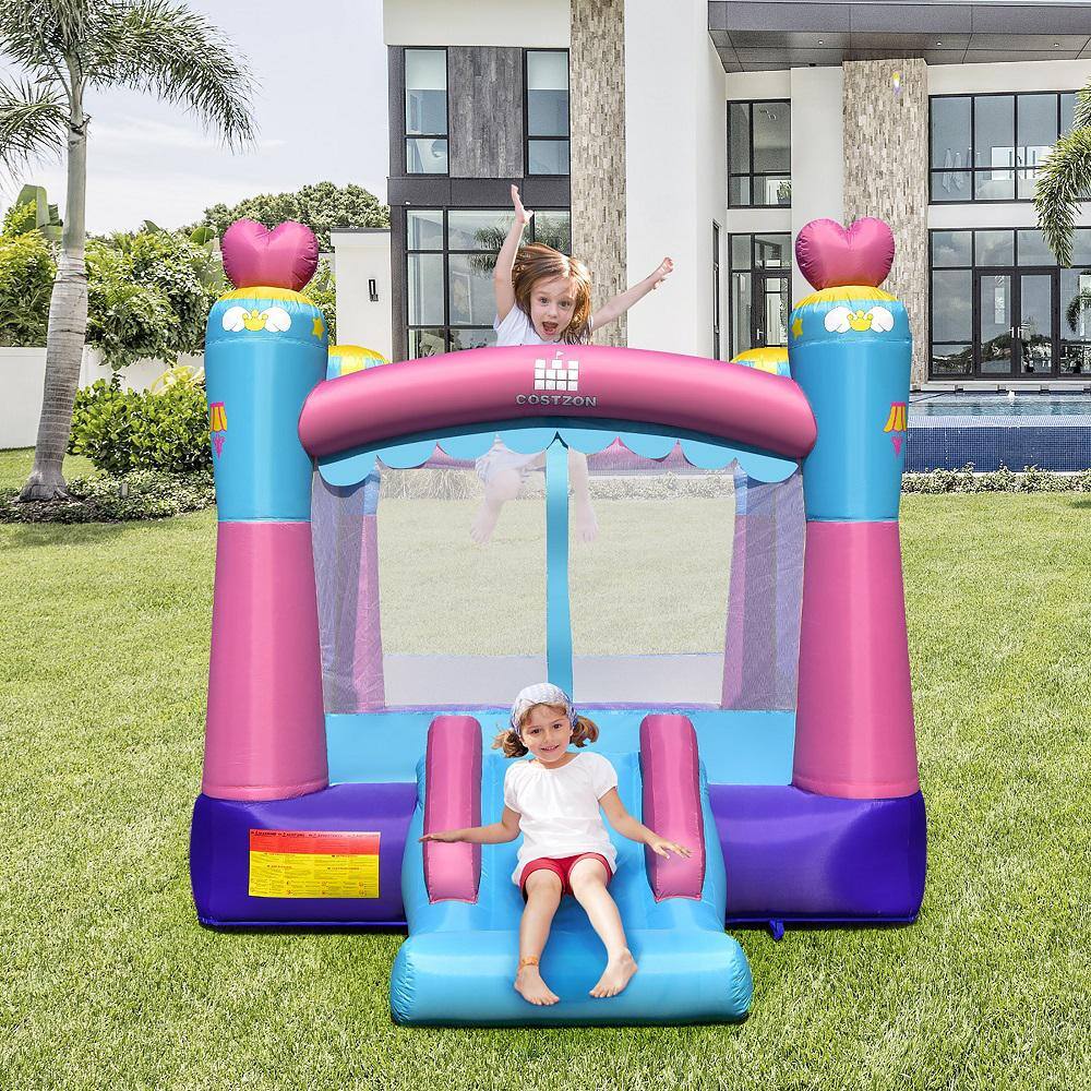 Costway Inflatable Bounce House 3-in-1 Princess Theme Inflatable Castle with 550-Watt Blower NP10534+ES10150US