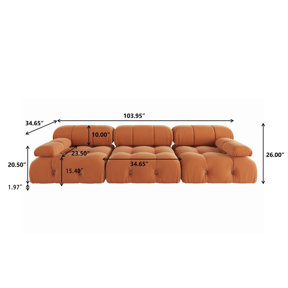 Velvet Sectional Sofa Reversible Modular Couch  Orange