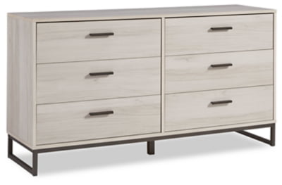 Signature Design by Ashley Socalle Modern Industrial 6 Drawer Dresser, Natural Beige