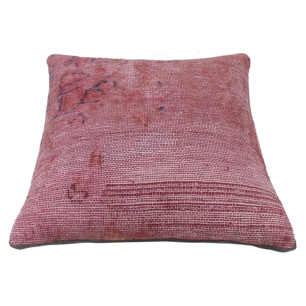 Contemporary Curry Vintage Distressed Handmade Rug Pillow