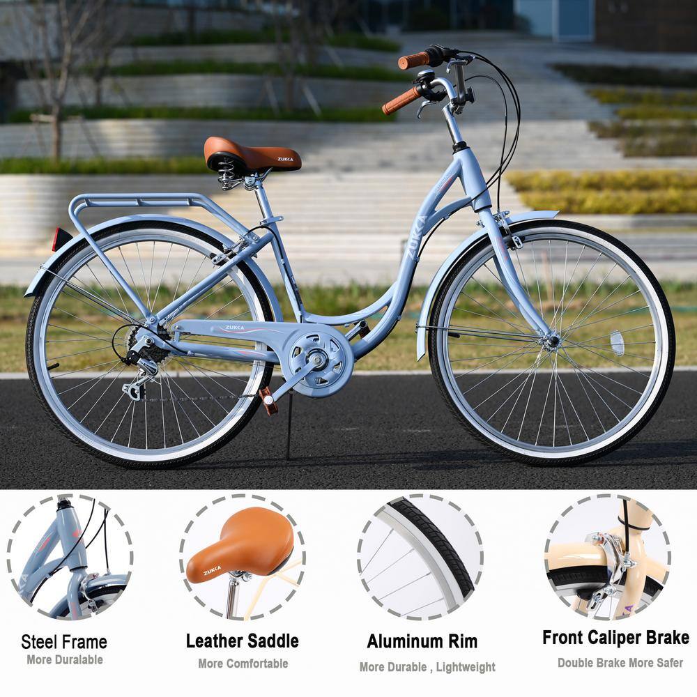 26 in. Blue 7-Speed Steel Frame Outdoor Ladys Bike outwyadironch19