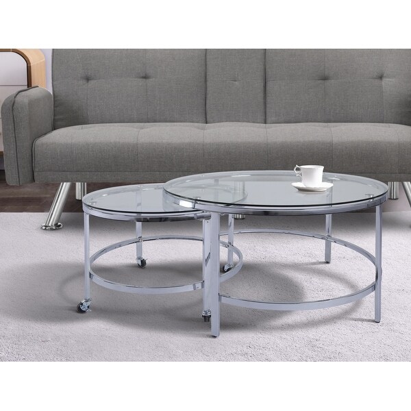 EPOWP Modern Glass Nesting Table Set transparent/Sliver