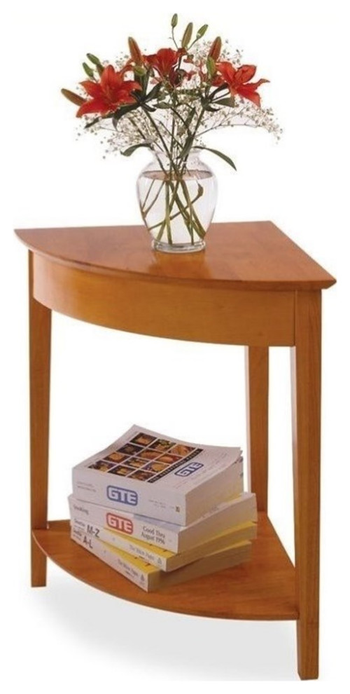 Pemberly Row Solid Wood Corner Table in Honey   Transitional   Side Tables And End Tables   by Homesquare  Houzz