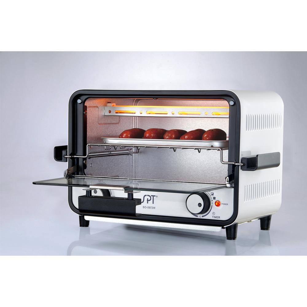 SPT 800-Watt 2-Slice White Toaster Oven with Easy Grasp and Timer SO-0972WB