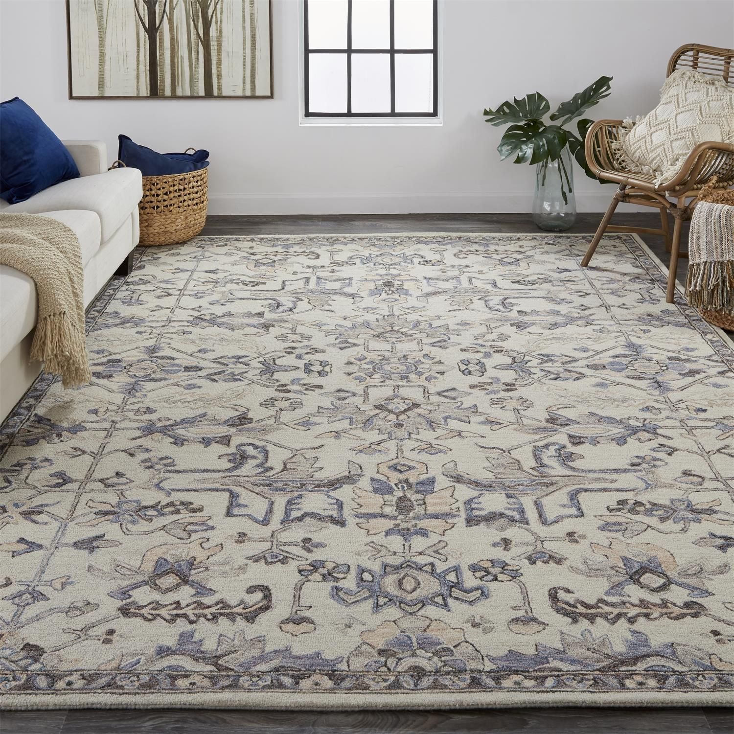 Faris Hand Tufted Gray and Blue Rug by BD Fine