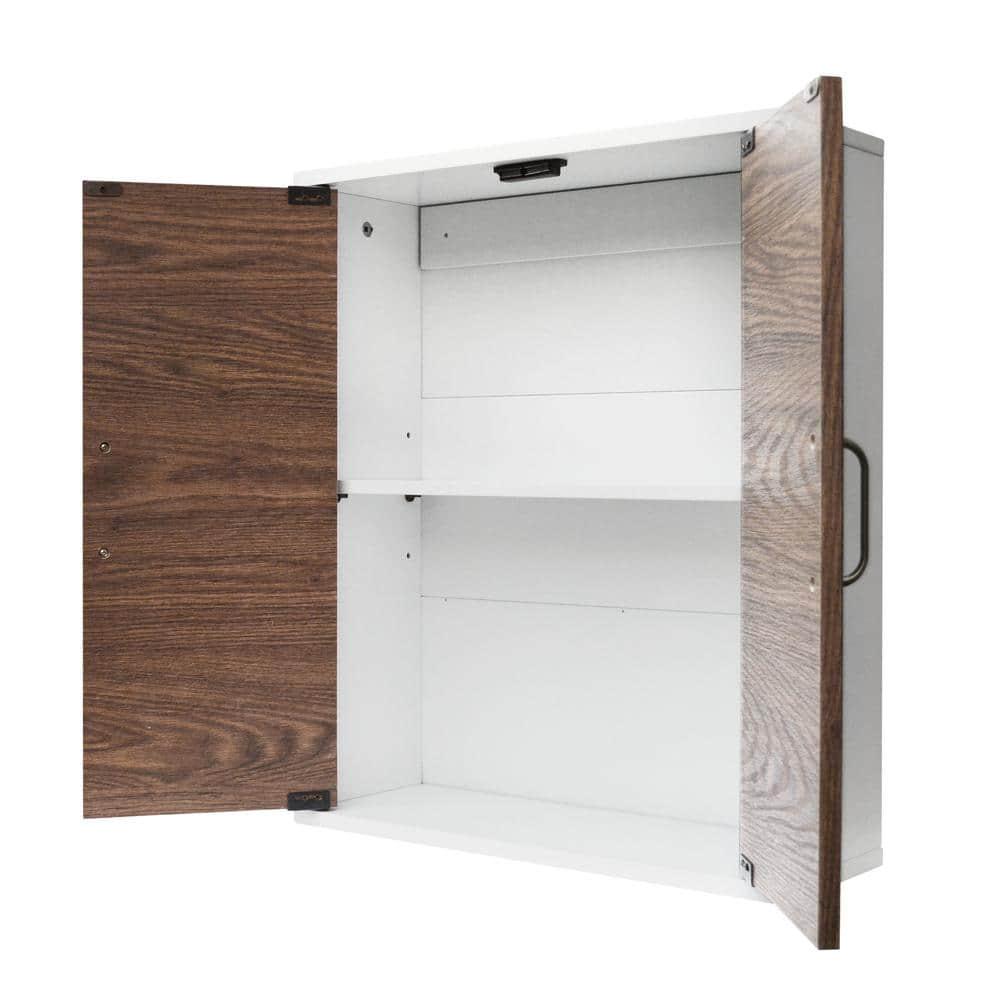 Teamson Home Tyler 20 in W x 708 in L x 24 in H Modern Wooden Wall Cabinet in Walnut and White