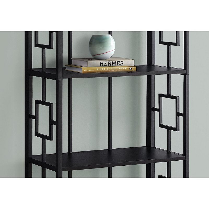 61.5 Black Contemporary Four Tier Etagere Bookcase