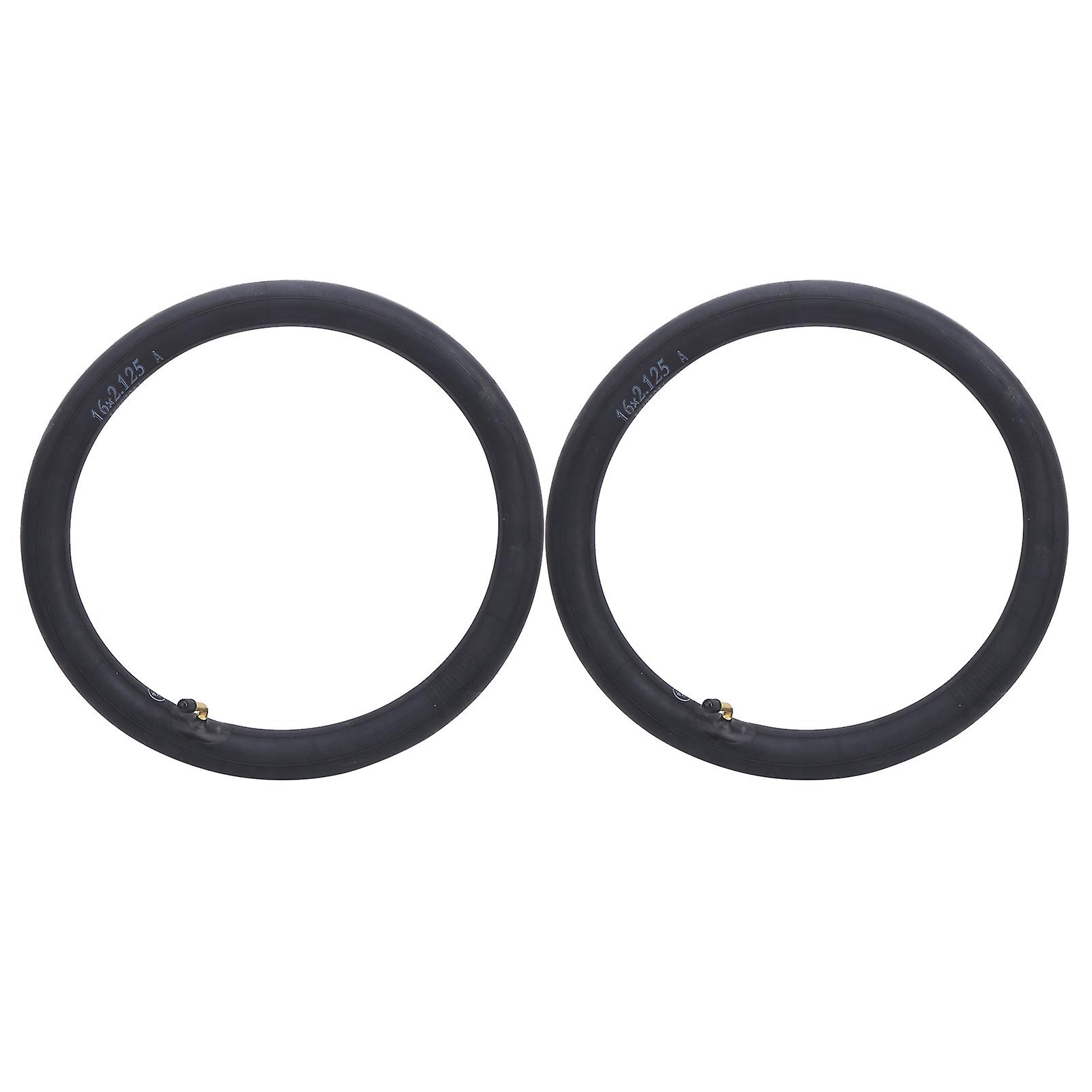 2pcs Inner Tube Replacement Butyl Rubber Tyre W/bend Valve For Folding Bicycle Bike16x2.125in