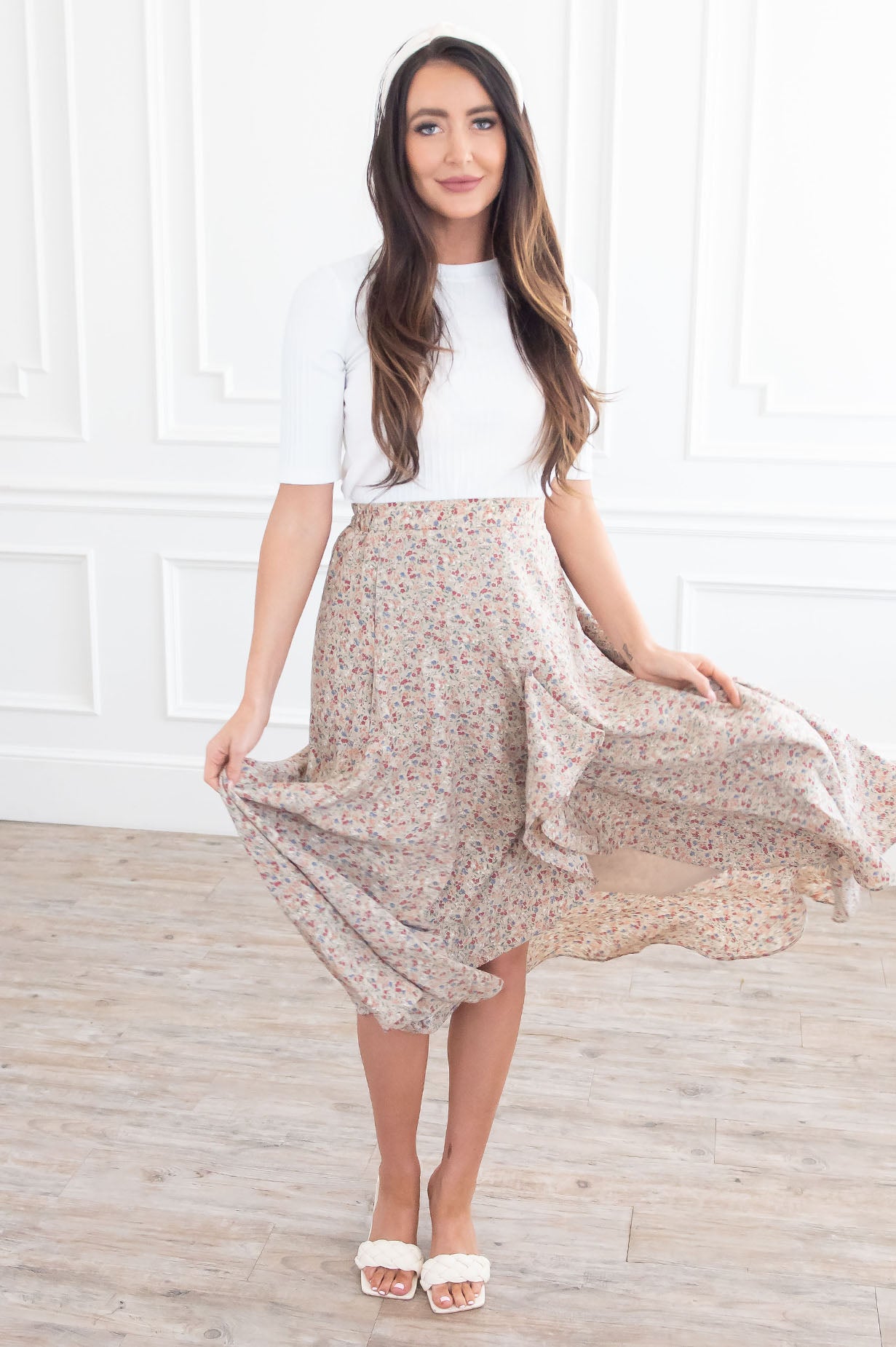 Growing On You Modest Ruffle Skirt