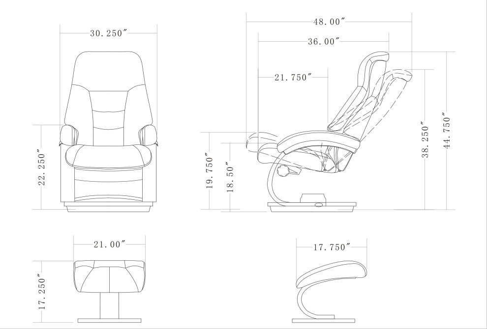 Montreal Recliner and Ottoman  Cobble Air Leather   Contemporary   Recliner Chairs   by Progressive Furniture  Houzz