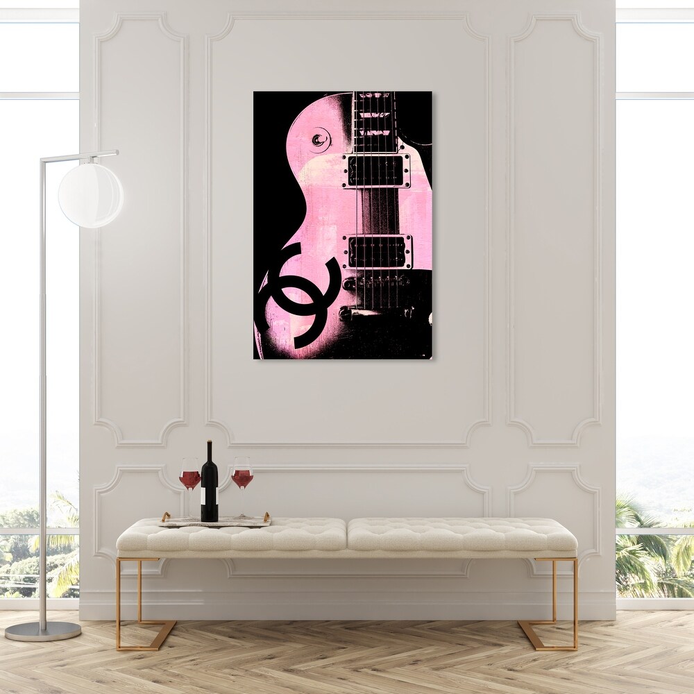 Oliver Gal 'Pink Glam Guitar' Music Pink Wall Art Canvas Print