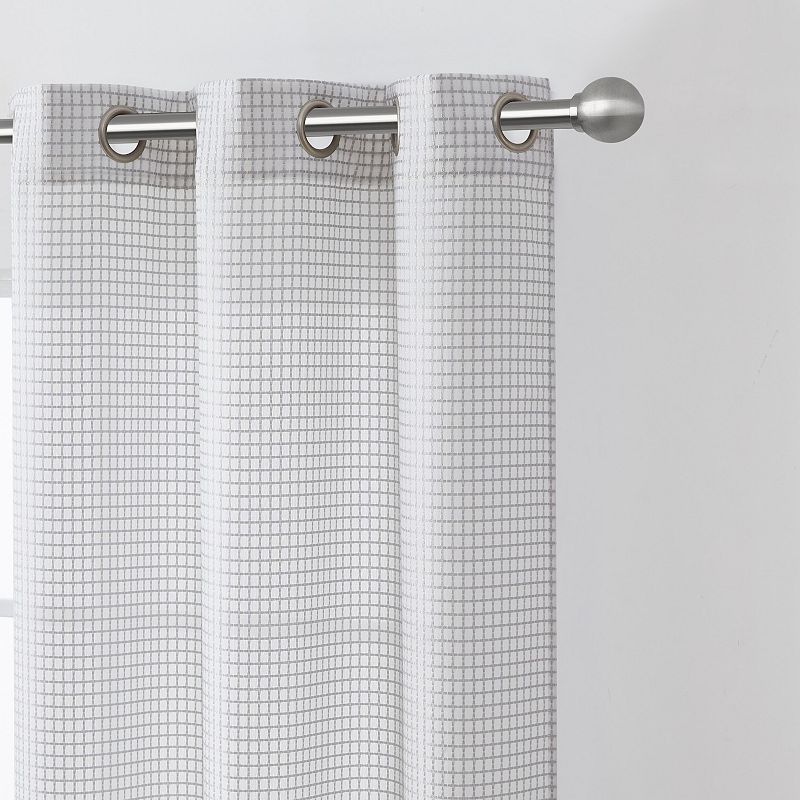 Modern Elements Hannah Grid Waffle Light Filtering Set of 2 Window Curtain Panels