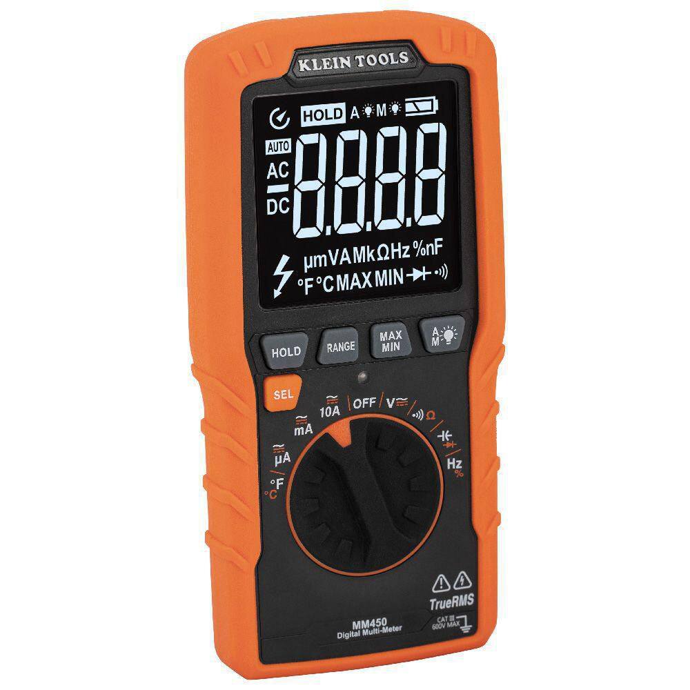 Klein Tools Slim Digital Multimeter TRMS Auto-Ranging 600-Volt Temp MM450