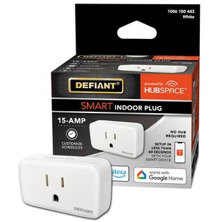 Defiant 15 Amp 120-Volt Smart Wi-Fi Bluetooth Plug with 1 Outlet Powered by Hubspace HPPA11AWB