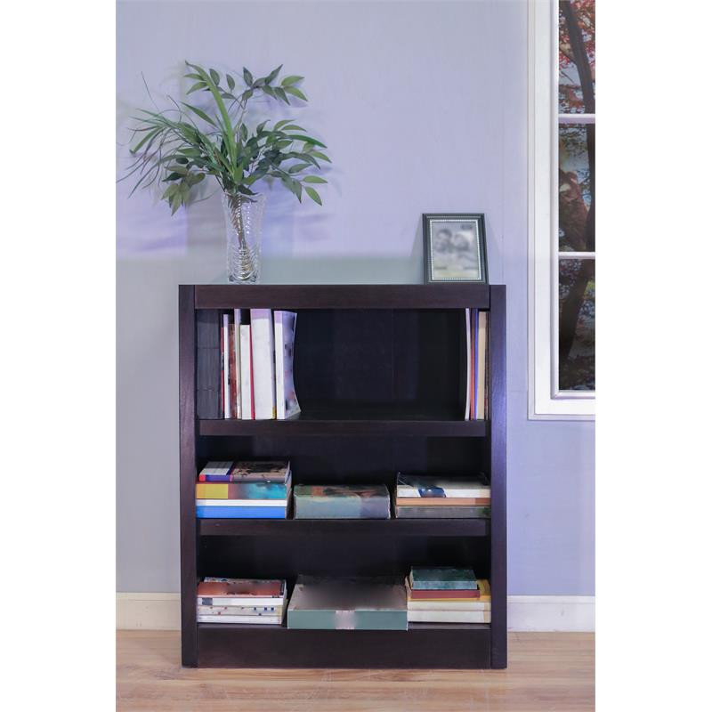 Bowery Hill Traditional 36 quotTall 3 Shelf Wood Bookcase in Cherry   Transitional   Bookcases   by Homesquare  Houzz