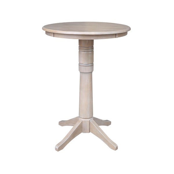 30-in. Round Washed Grey Taupe Wood Pedestal Table