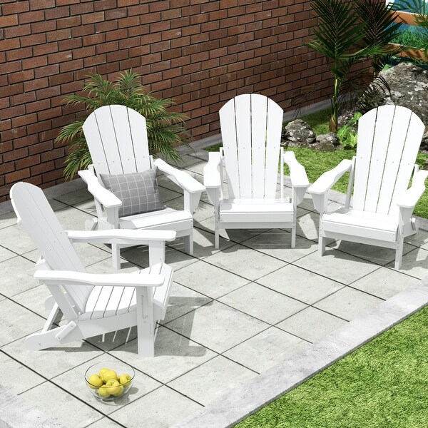 Polytrends Laguna Weather Resistant Outdoor Patio Folding Adirondack Chairs (Set of 4)