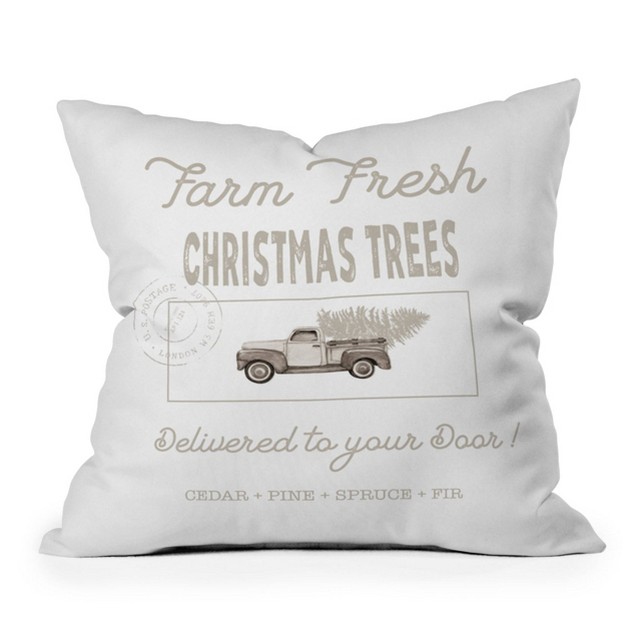 Monika Strigel Farm Fresh Christmas Trees Square Throw Pillow Beige Deny Designs