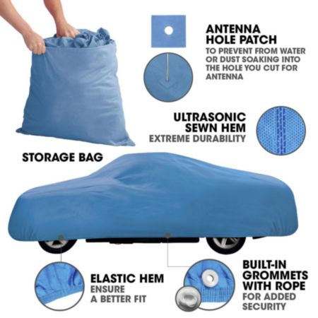 Autocraft Truck Cover， Blue 3 Layers， Fits Trucks 16'-17.5'， Medium-Duty， Water Resistant， Outdoor Use