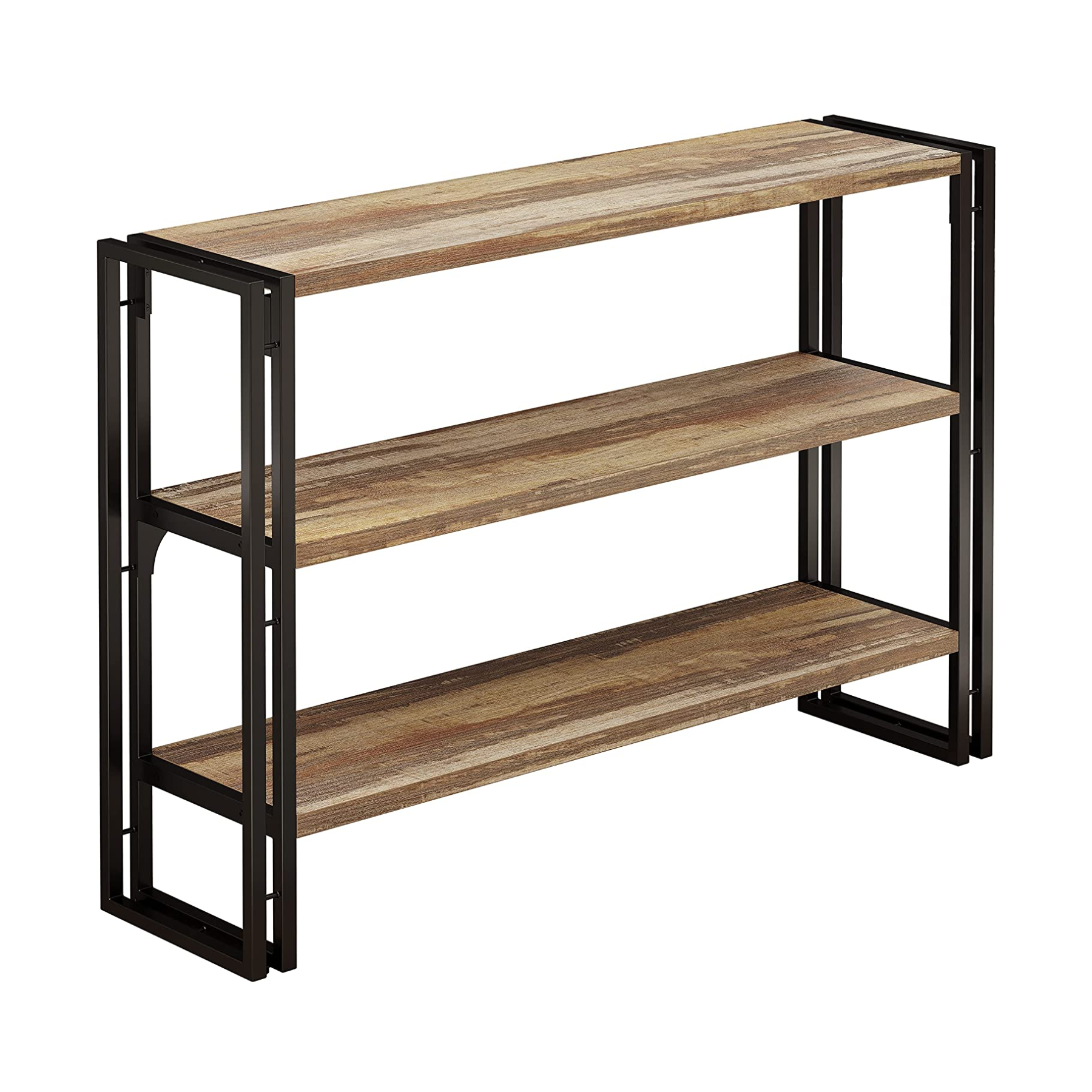 43 inch Bookshelf 3-tier Industrial Bookcase Wood Storage Shelf