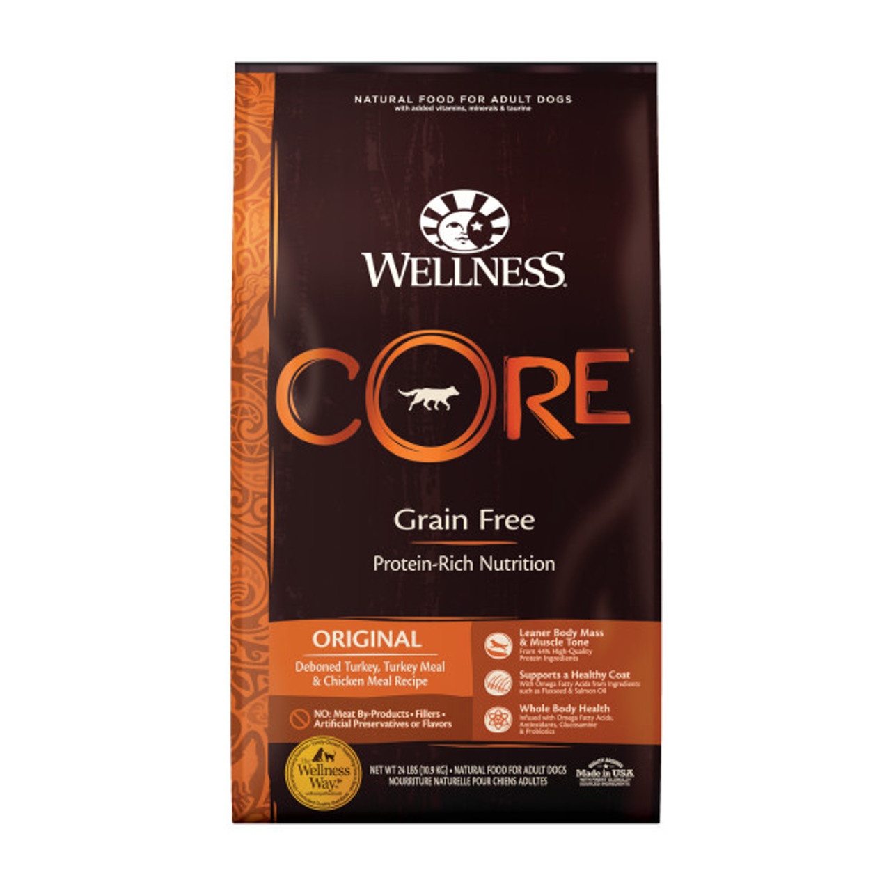 Wellness CORE Grain Free Original Formula Dog Food， 24 Lb. Bag