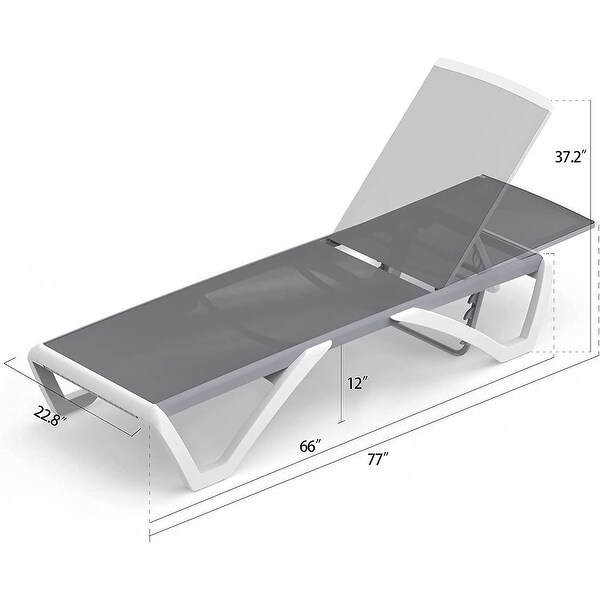 Domi Patio Chaise Lounge，AllWeather Adjustable Recliner with Wheels，Stackable