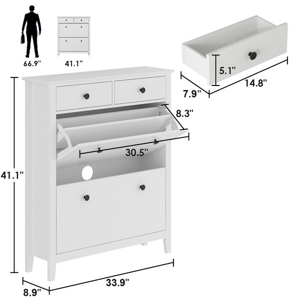 Dresser Shoe Storage Cabinet Fold Out Drawer Space Saving - - 36136163