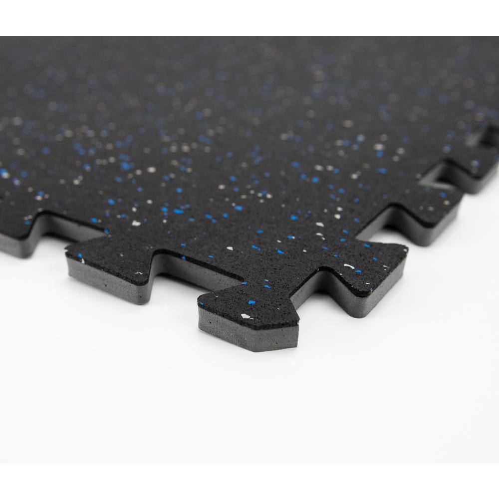 FloorPops Scoria Black 24 in. W x 24 in. x 0.47 in. Thick L Rubber Interlocking Exercise Floor Tiles (4 tilescase) FPR4269