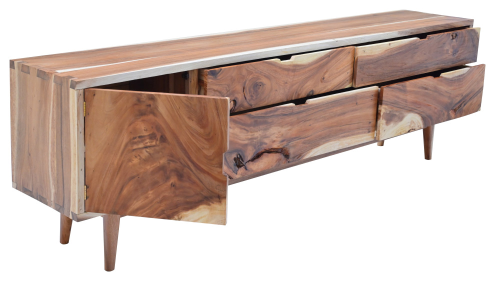 Condesa Suar Live Edge Dresser/Chest With 1 Door/4 Drawers   Midcentury   Entertainment Centers And Tv Stands   by Chic Teak  Houzz