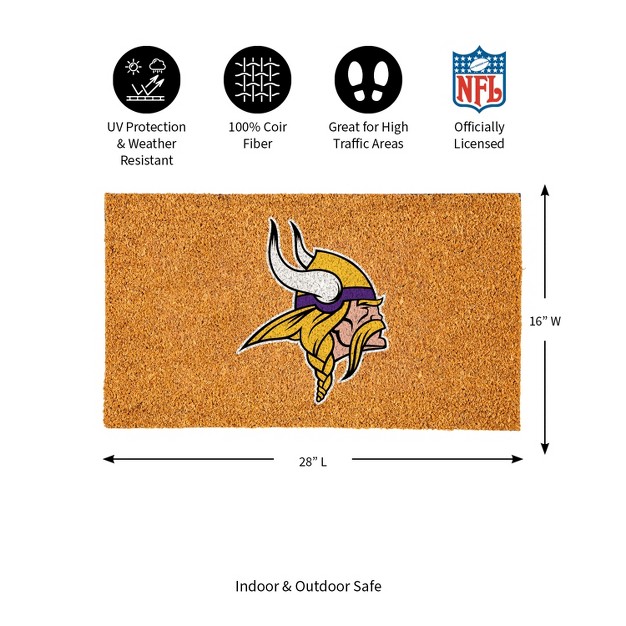 Evergreennflminnesota Vikings Logo Natural Coir 28 X 16 Inches Indoor Outdoor Doormat