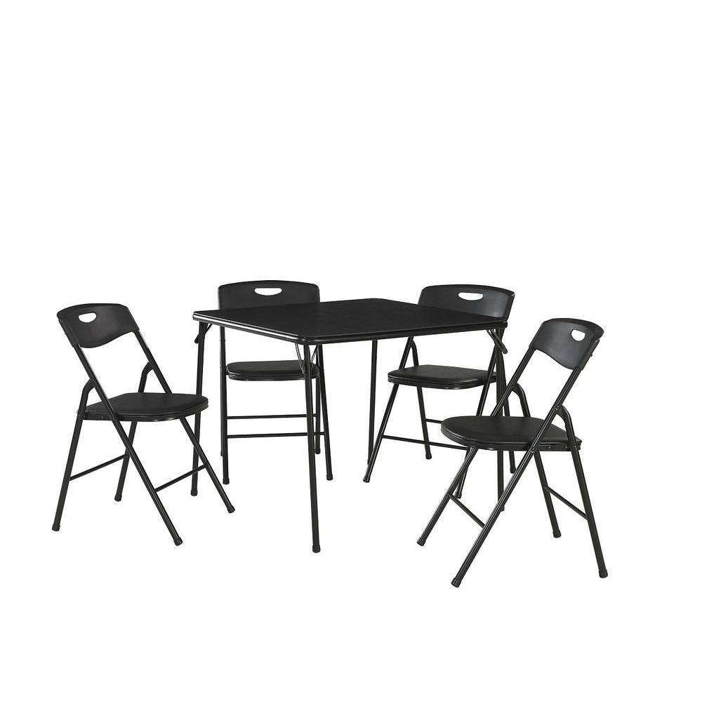 Cosco 5-Piece Black Portable Folding Card Table Set 37557BLKE